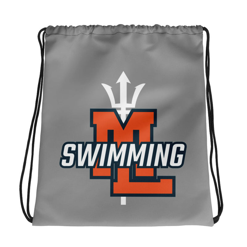 Mountain Lakes Swimming Drawstring bag- Grey