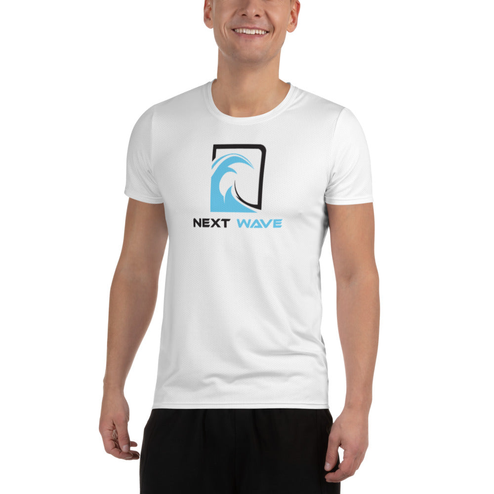 Next Wave All-Over Print Men's White Athletic T-shirt