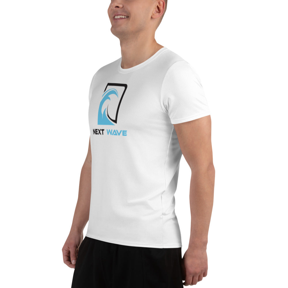 Next Wave All-Over Print Men's White Athletic T-shirt