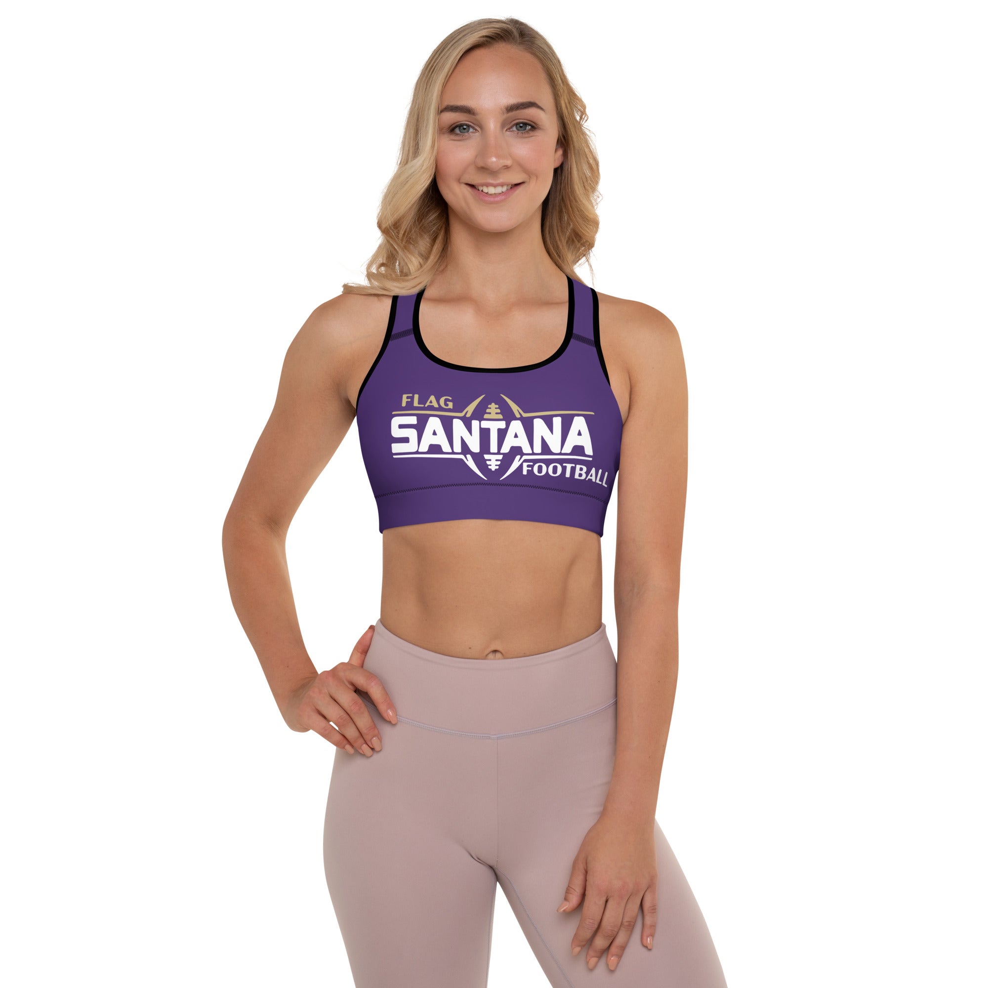 SSF Padded Sports Bra BLACK AND PURPLE