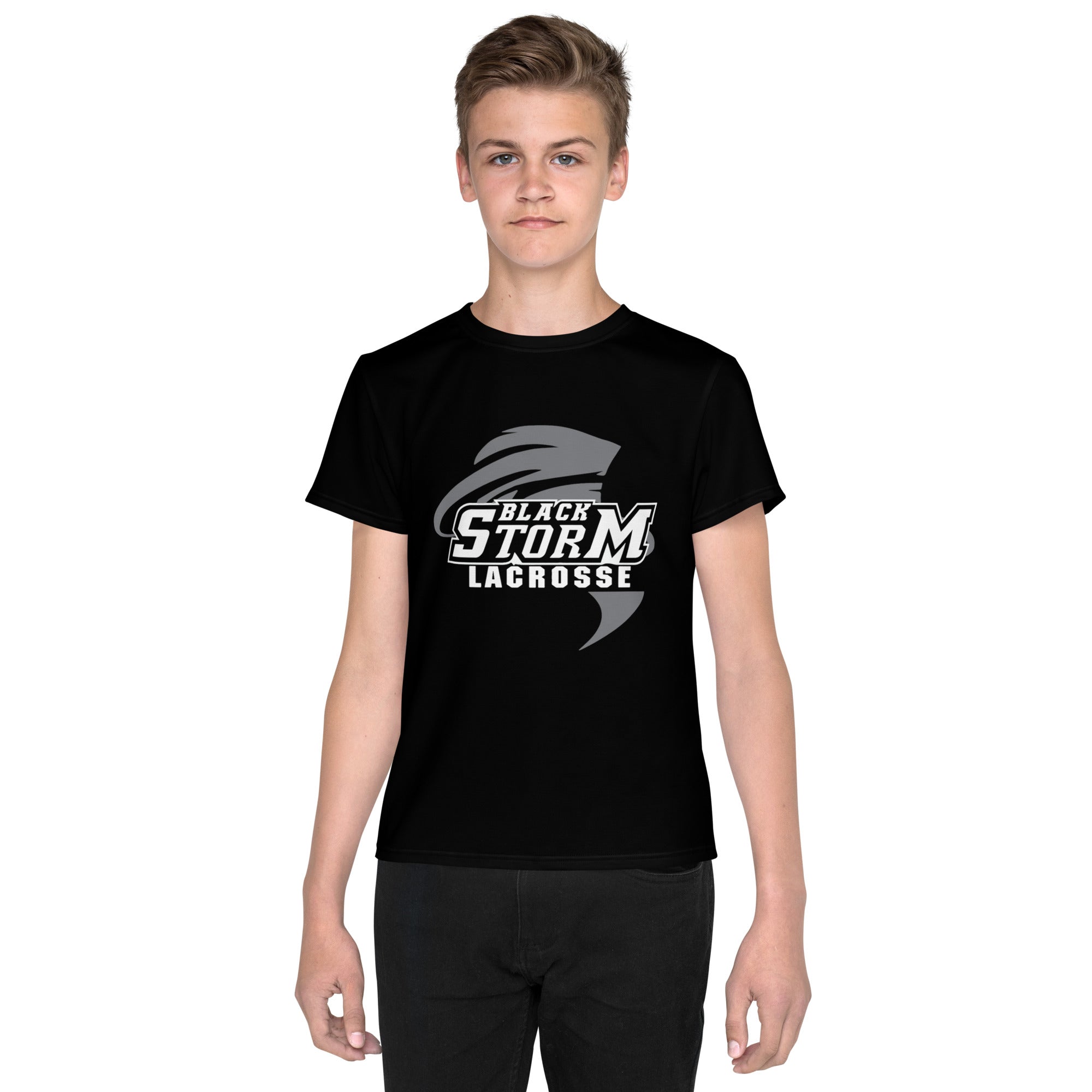 Camiseta de tirador juvenil de lacrosse Black Storm