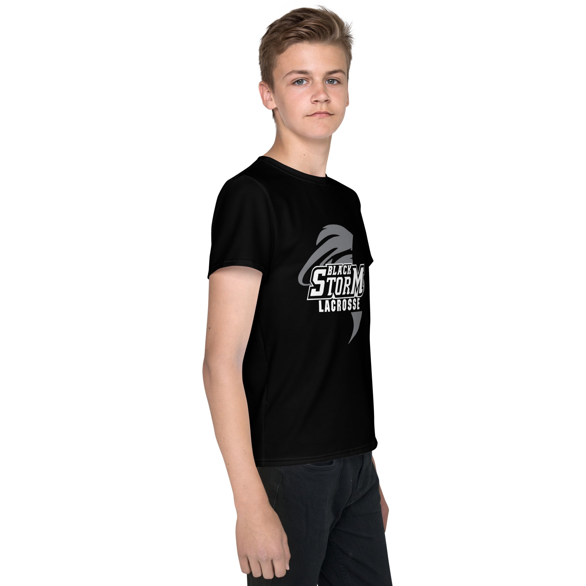 Camiseta de tirador juvenil de lacrosse Black Storm