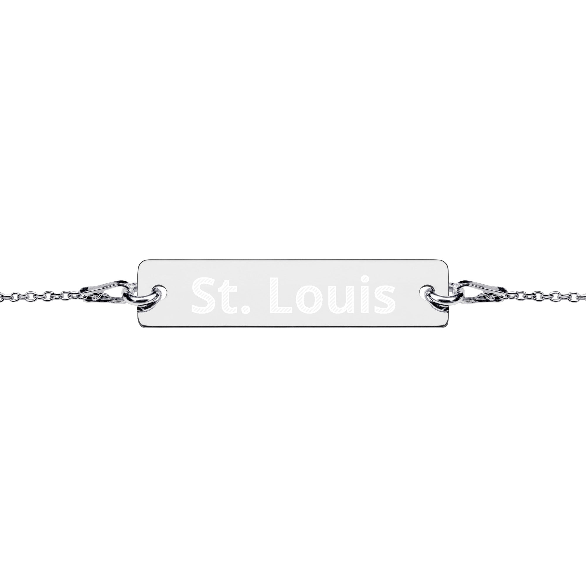 SCS Engraved Silver Bar Chain Bracelet