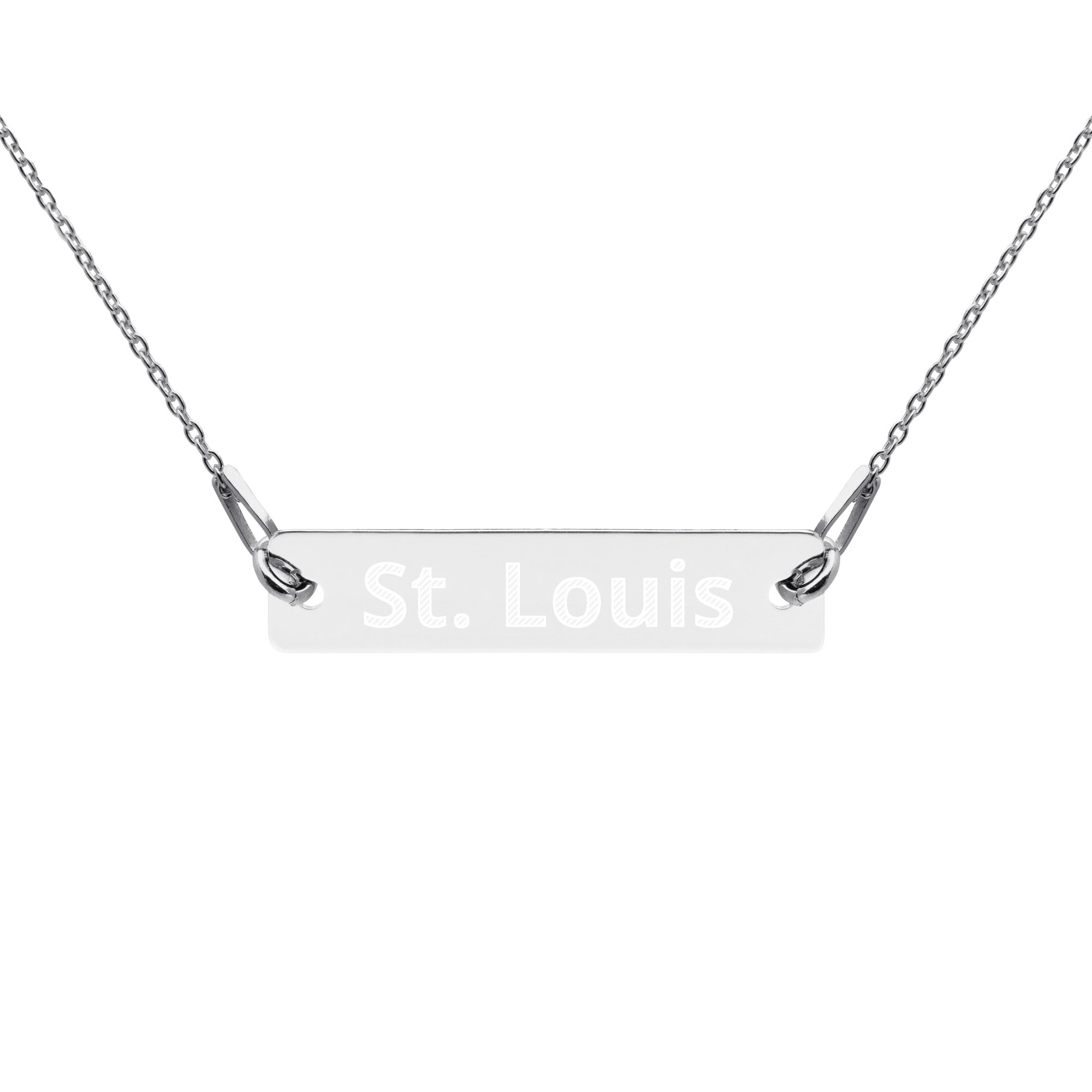 SLCS Engraved Silver Bar Chain Necklace
