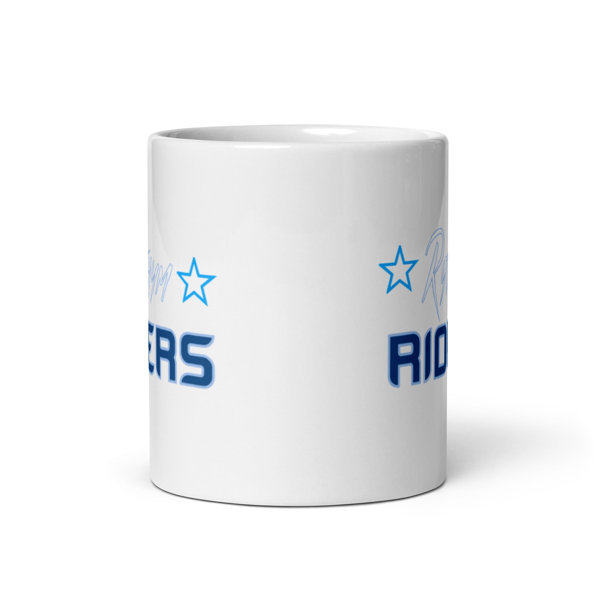 Rythym Riders White glossy mug