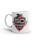 Haverford Men's Lacrosse 50 Year White glossy mug