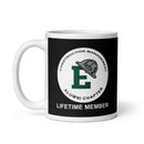 Taza blanca brillante de miembro vitalicio de EMU