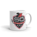 Haverford Men's Lacrosse 50 Year White glossy mug