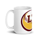 Taza blanca brillante de softbol LTAA