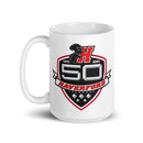 Haverford Men's Lacrosse 50 Year White glossy mug