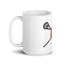 Taza blanca brillante de lacrosse de Ryle HS