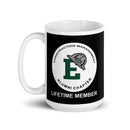 Taza blanca brillante de miembro vitalicio de EMU