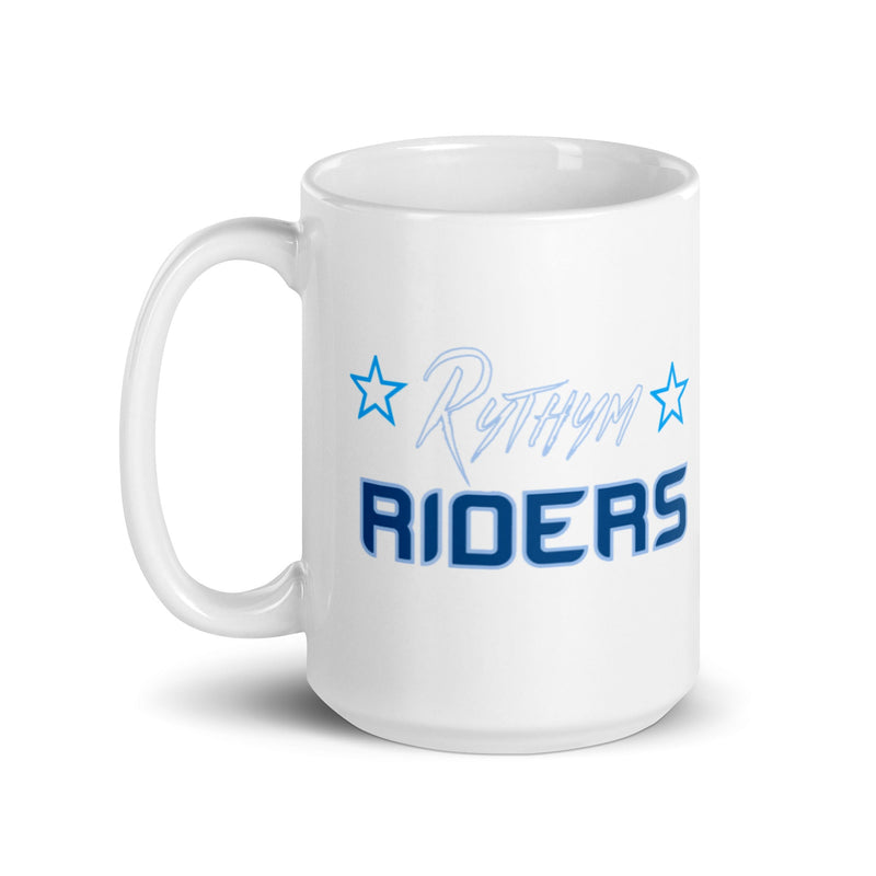 Rythym Riders White glossy mug