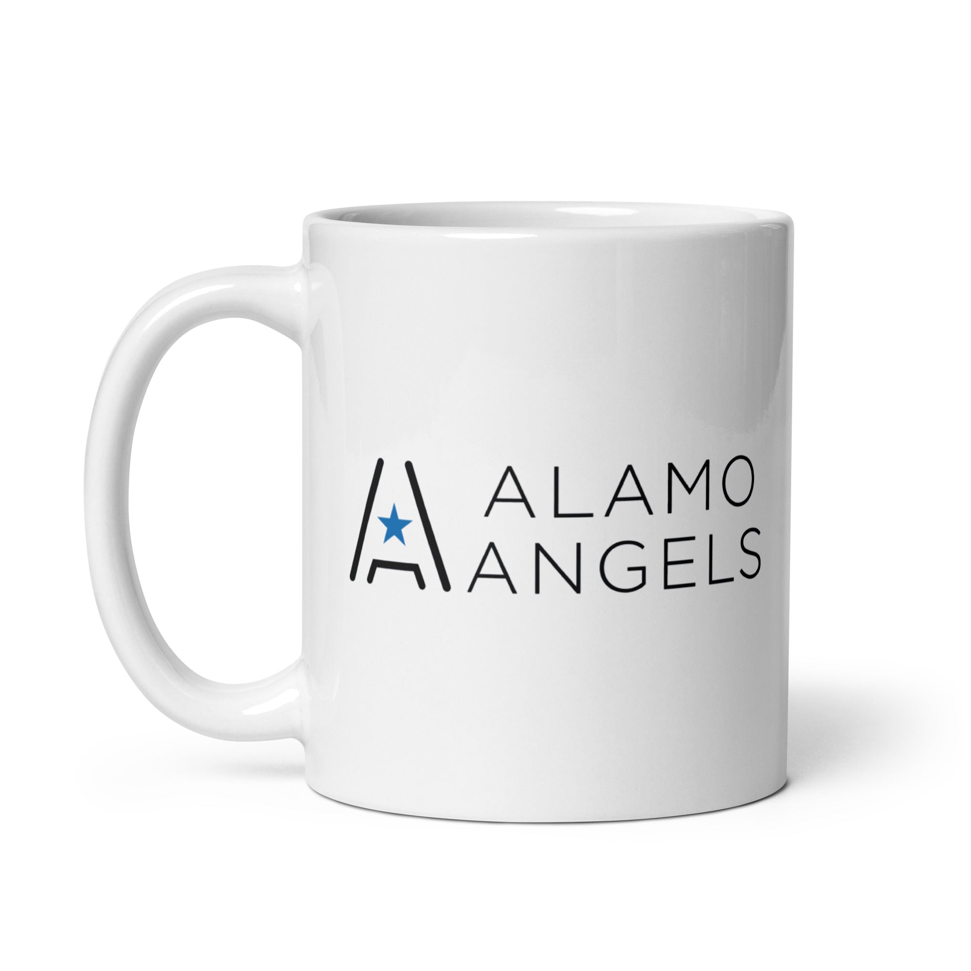 Taza blanca brillante de Alamo Angels