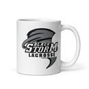Black Storm Lacrosse White glossy mug