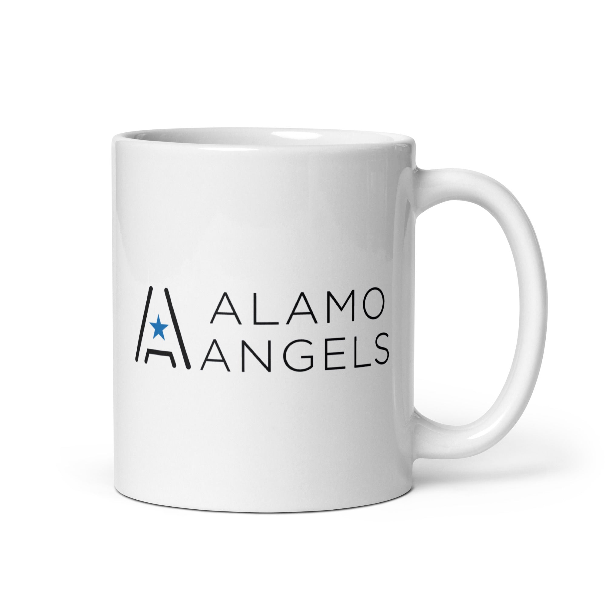 Taza blanca brillante de Alamo Angels