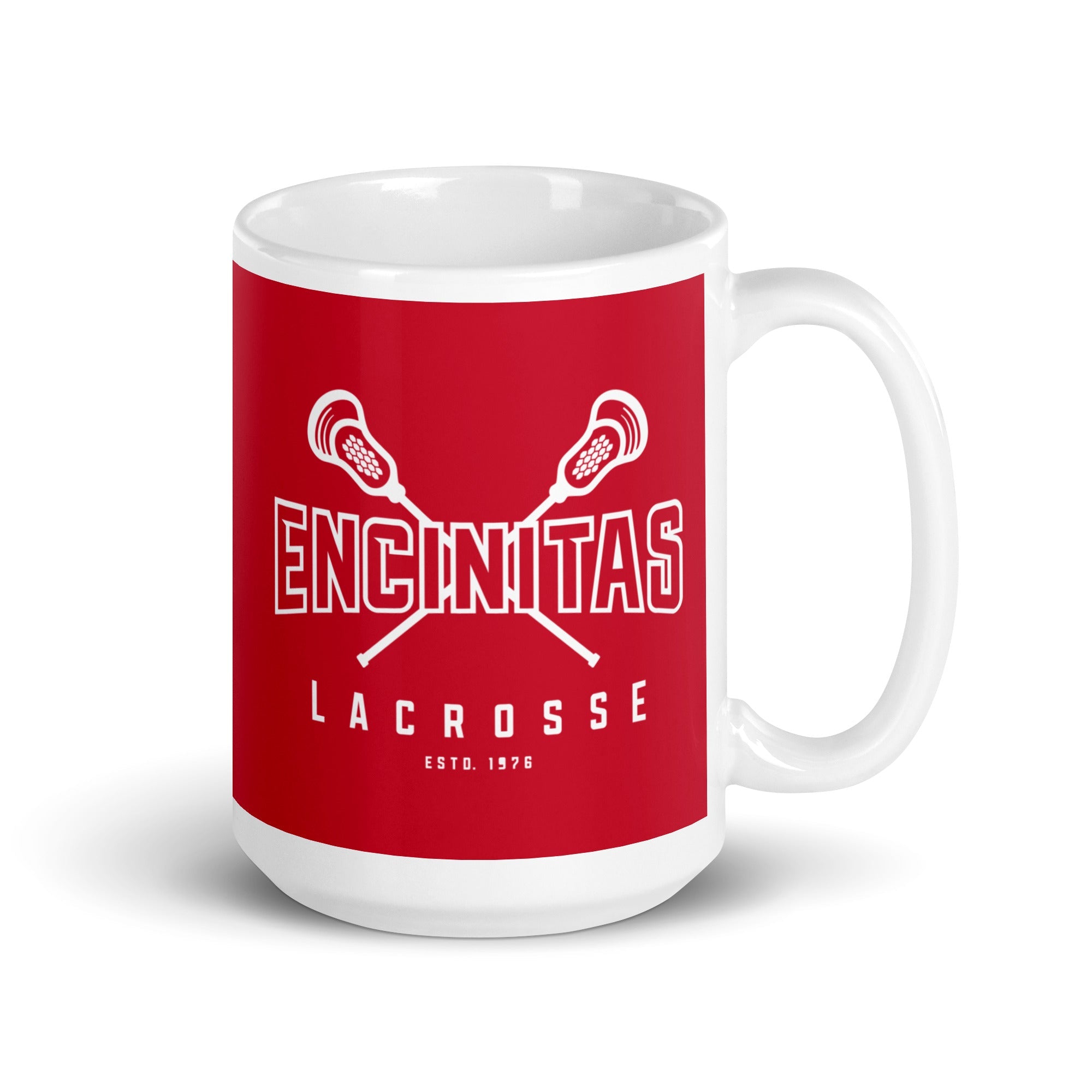 Taza roja brillante de los Mustangs de Encinitas