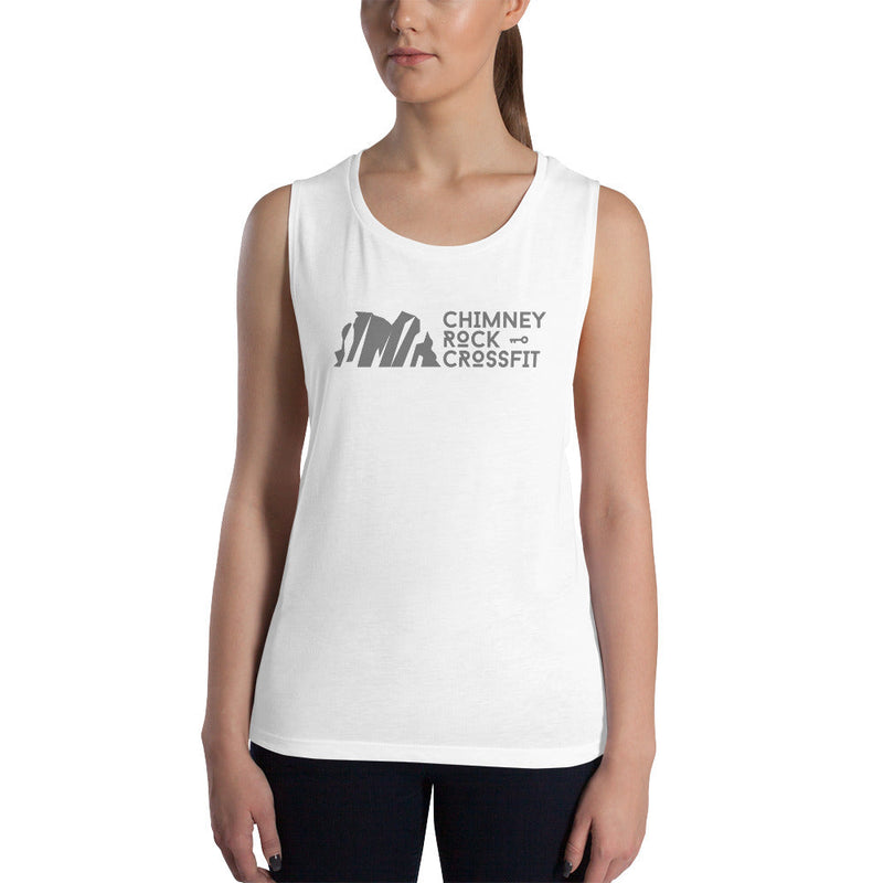 Chimney Rock Ladies’ Muscle Tank - Grey logo