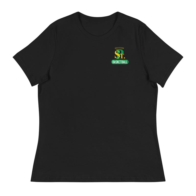 Camiseta relajada de baloncesto para mujer de SPCYO (logotipo pequeño)