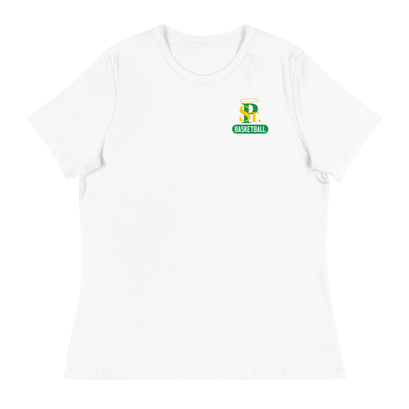 Camiseta relajada de baloncesto para mujer de SPCYO (logotipo pequeño)