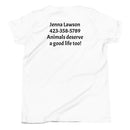 Camiseta de manga corta juvenil Dog Paws (estampado en la espalda)