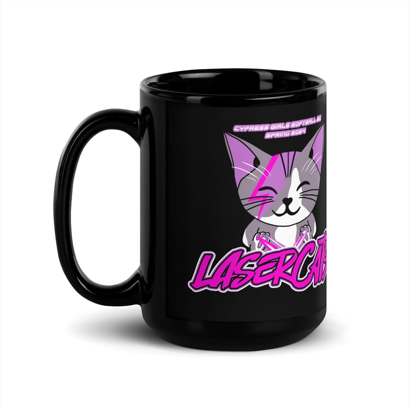 Laser Cats Black Glossy Mug