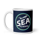 Taza blanca brillante SEA FLIGHTS