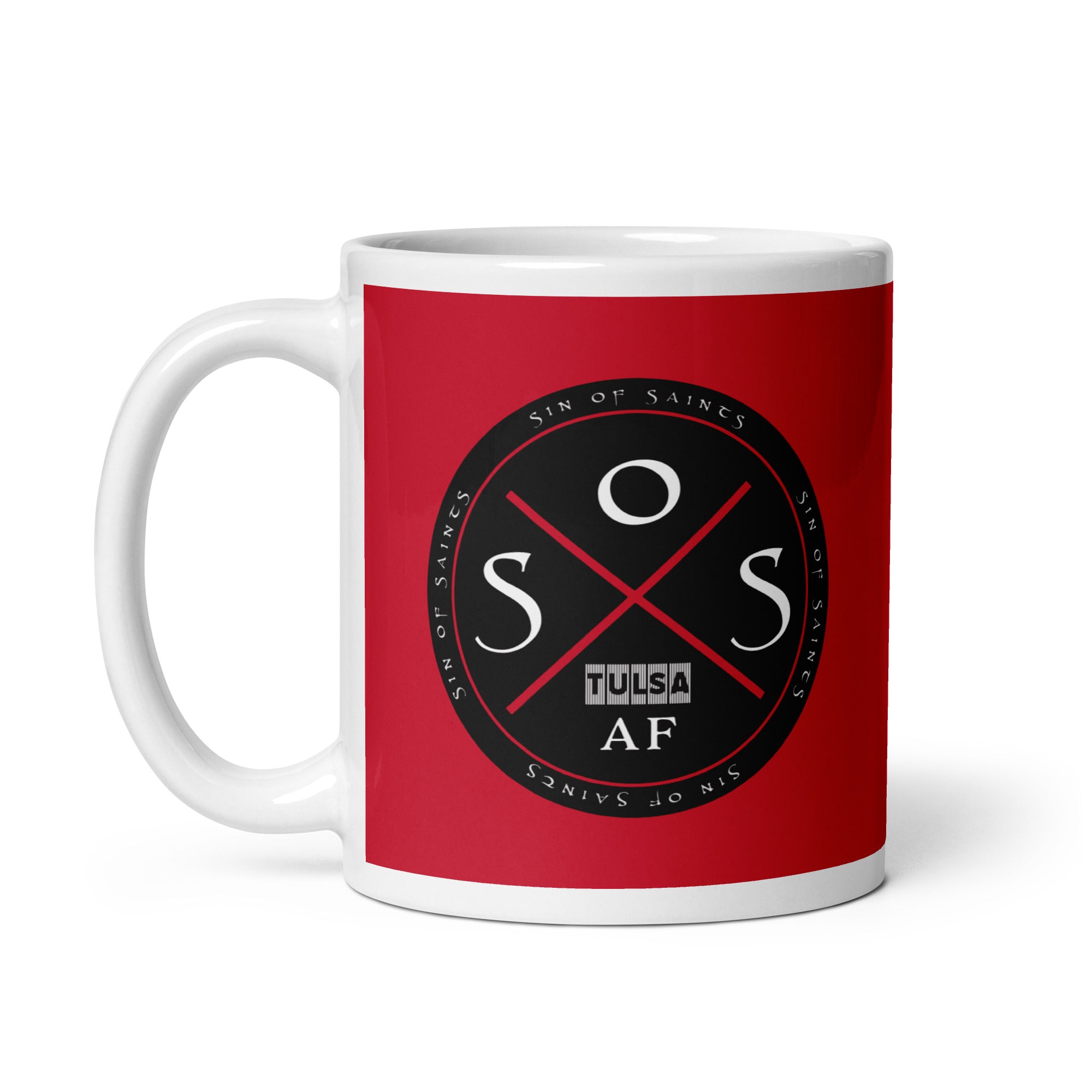 SOS White glossy mug