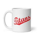 Taza blanca brillante Titans Fastpitch