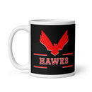 Taza blanca brillante de HHH Hawks