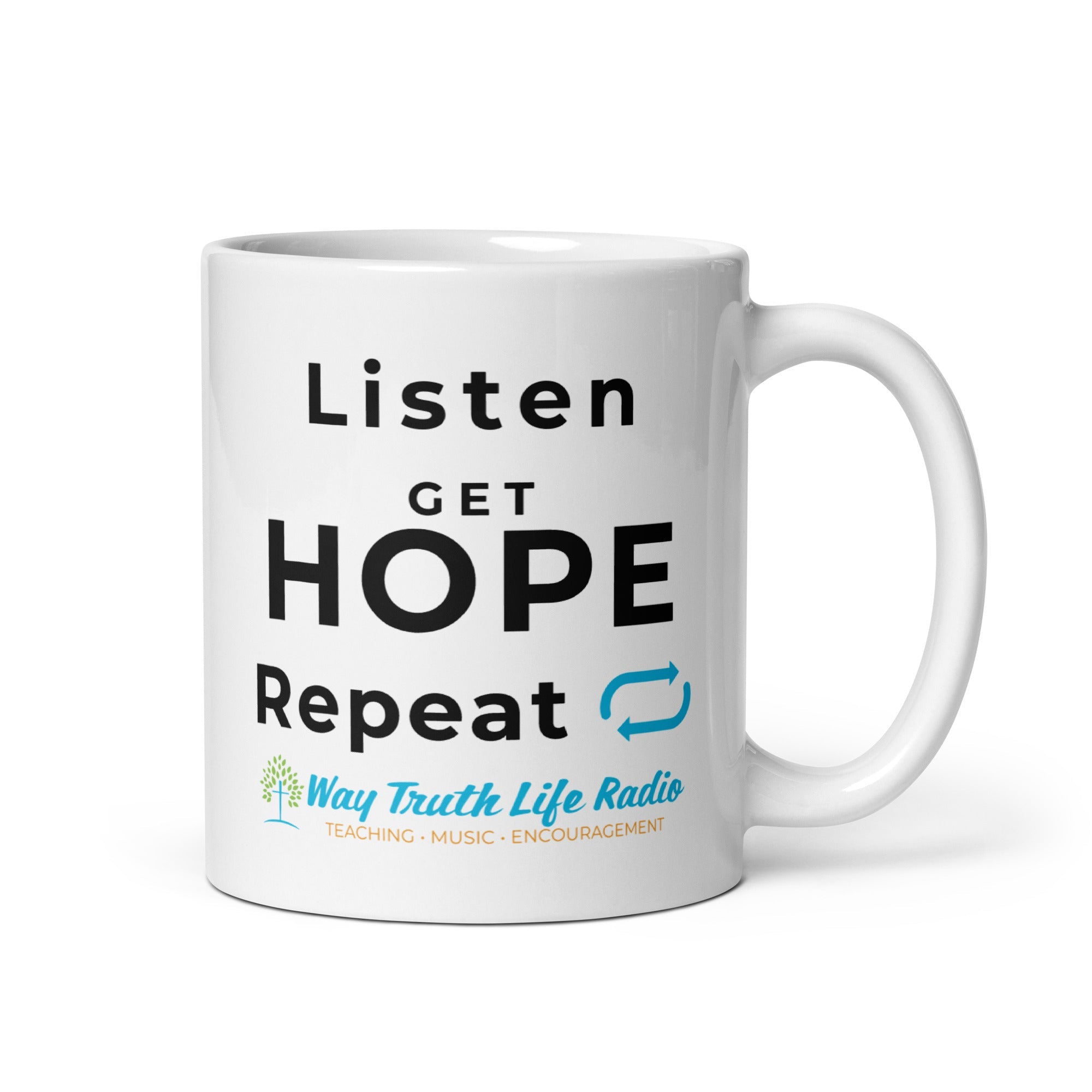 Way Truth Life Radio White glossy mug