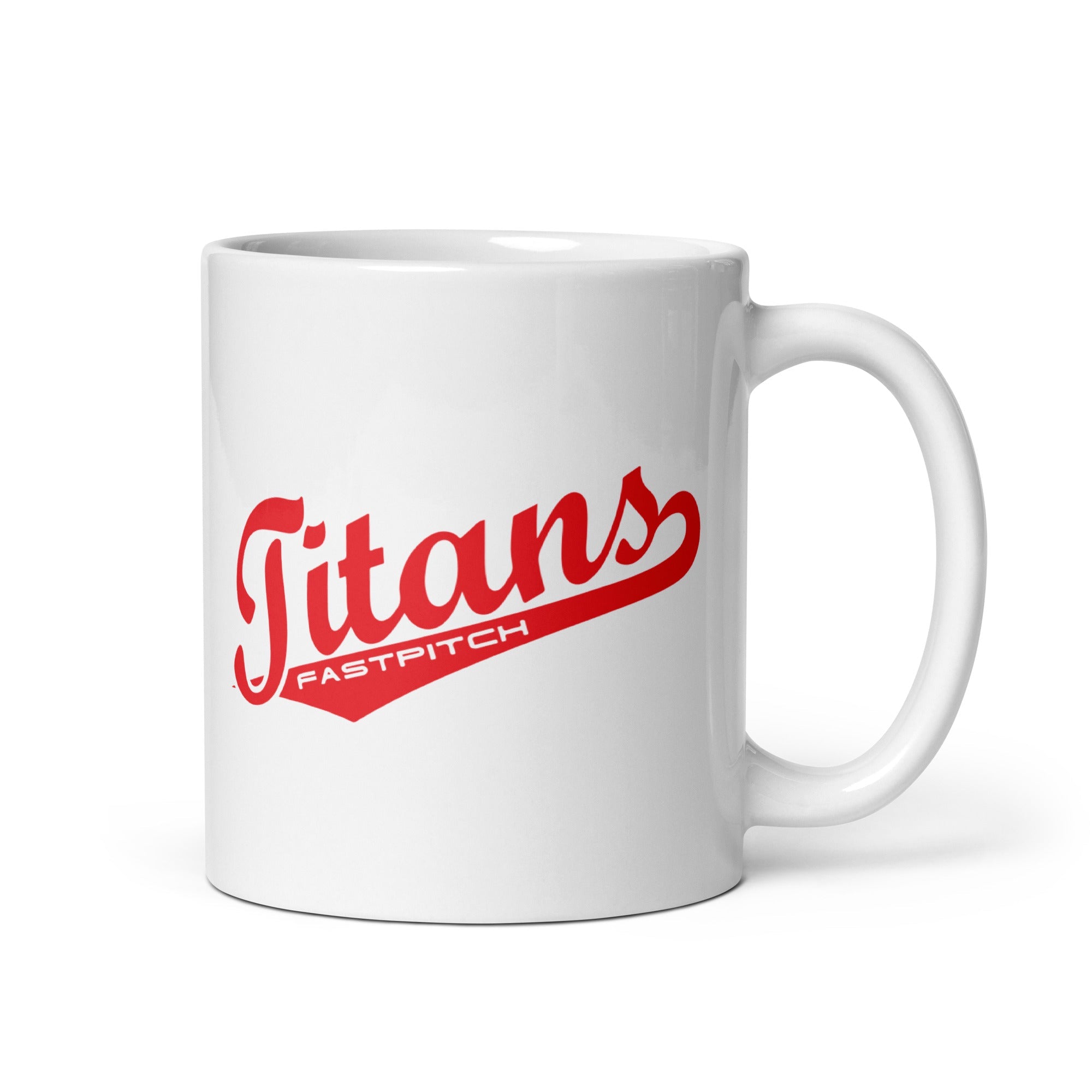 Titans Fastpitch White glossy mug