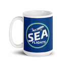Taza blanca brillante SEA FLIGHTS