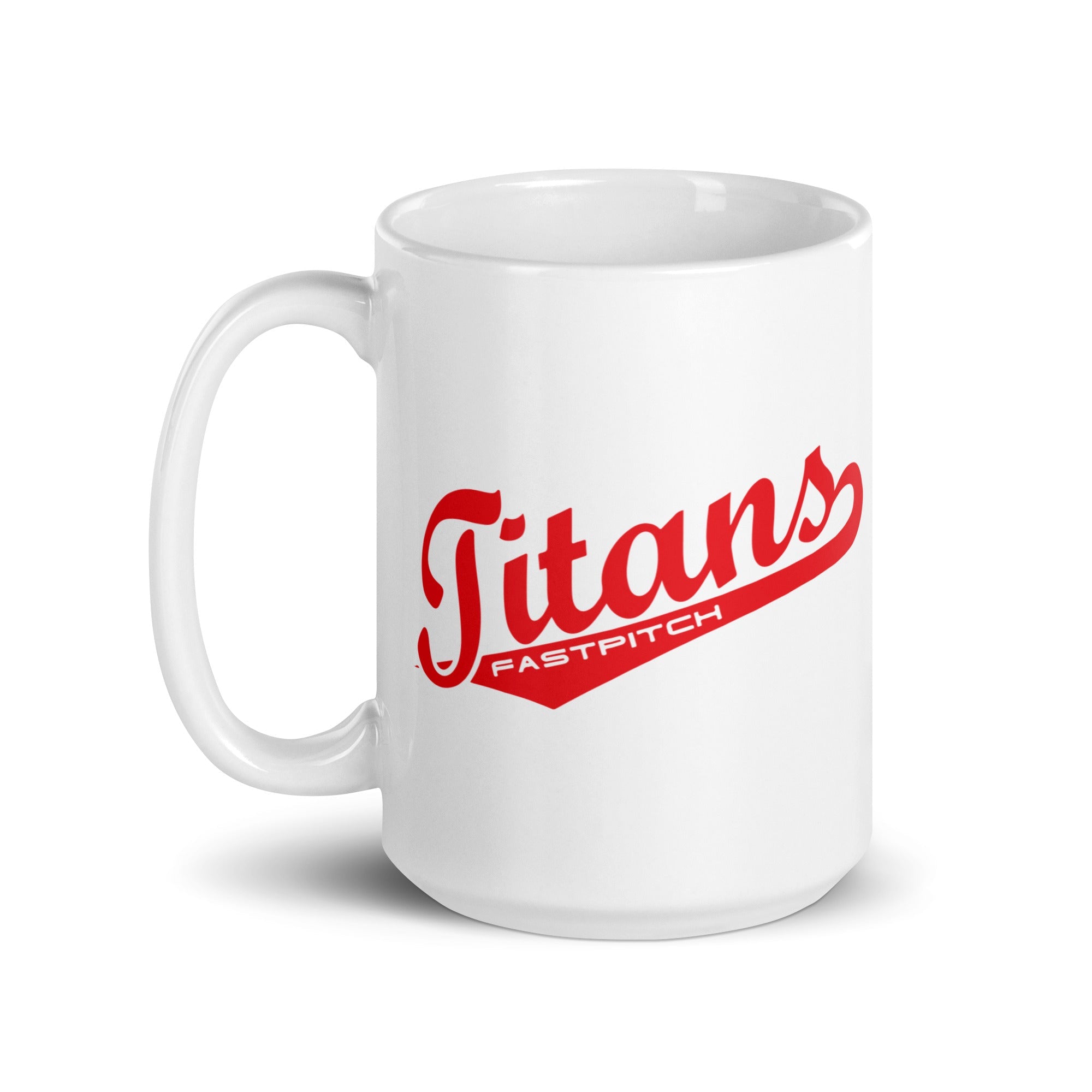 Titans Fastpitch White glossy mug