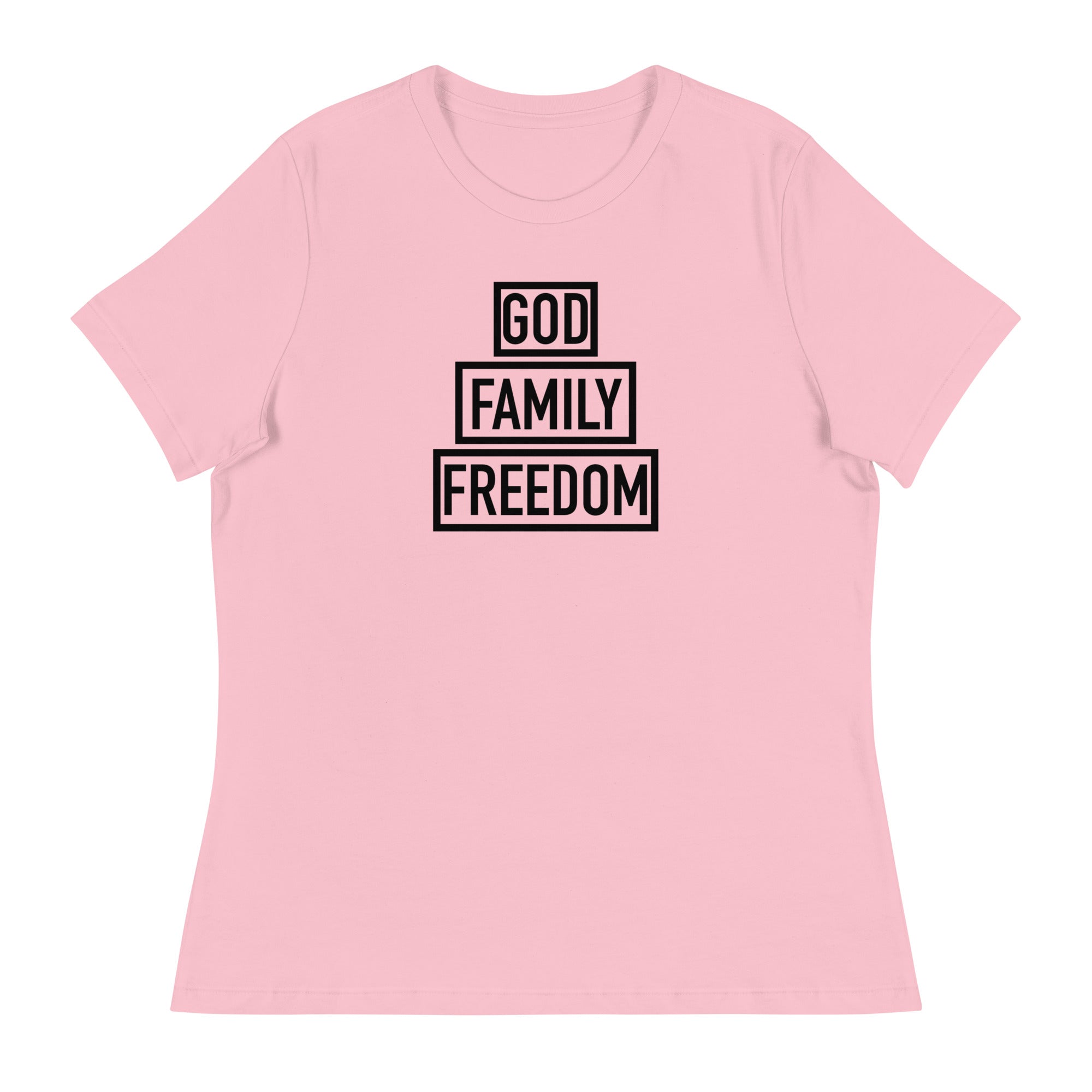 Thriving Faith Women's Relaxed T-Shirt (God, Family, Freedom)