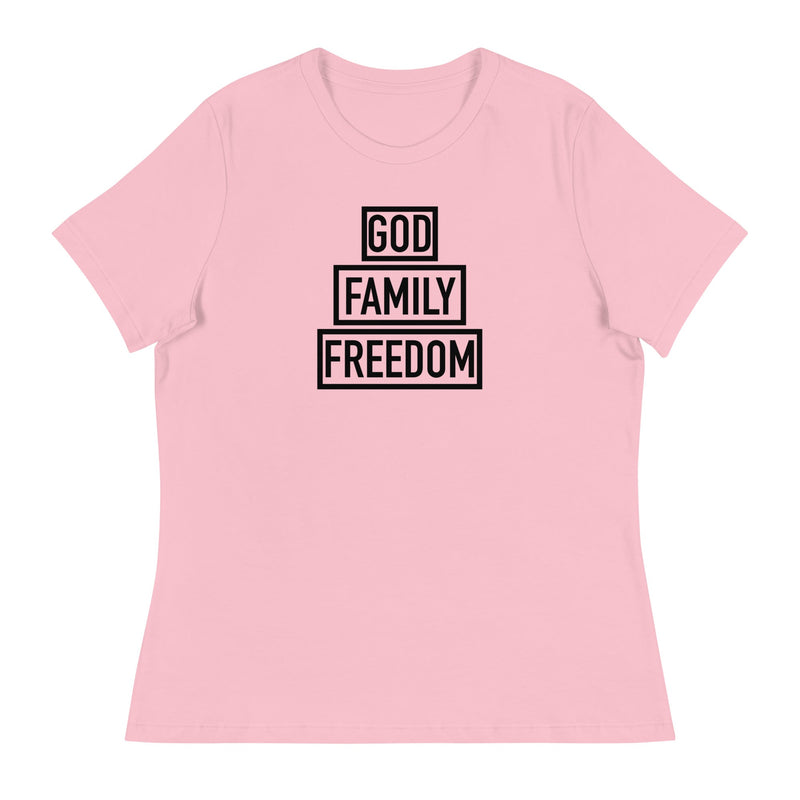 Thriving Faith Women's Relaxed T-Shirt (God, Family, Freedom)