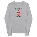 Camiseta de manga larga para jóvenes Thriving Faith (Él lo pagó todo)